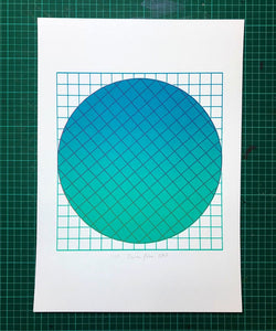 Grid Teal | A3 Screen print