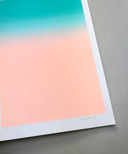 Load image into Gallery viewer, A2 Peach and teal screen print
