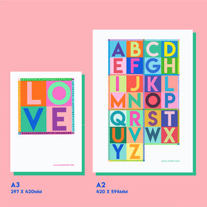 NEW A2 Alphabet art print
